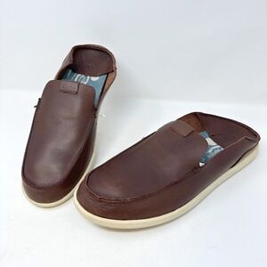 OluKai Nalukai Leather Slip On Shoe Brown 11.5